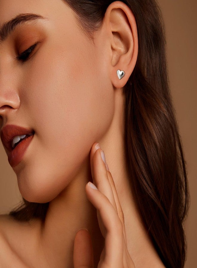 Zeffy Sterling Silver Heart Earrings for Women Hypoallergenic Minimalist Tiny Small Love Heart Stud Earrings 925 Sterling Silver Stud Earrings for Sensitive Christmas Valentines Day Jewelry Gifts - Image 4